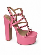 Valentino Women s Pink Leather Platform Block...