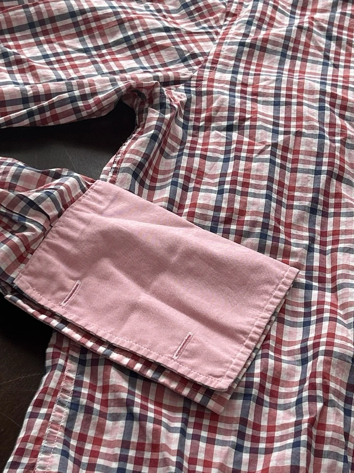 Camisa de vestir Ted Baker para hombre 14,5 puño abatible algodón egipcio abotonada a cuadros pequeña Foto 4 de 4