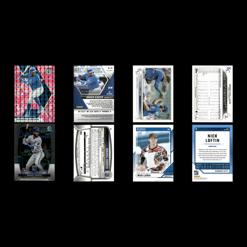 Lote de 25 tarjetas de béisbol de los Reales de Kansas City Panini mosaico rosa camuflaje Hanser Alberto Foto 3 de 4