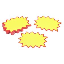 Blank Star Burst Sale Signs Price Tags Paper 130x100mm Yellow, Pack of 200