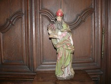 Antike St. Urban Figur 1900 Kreideguss handbemalt Bischof Winzer Heiliger 47 cm