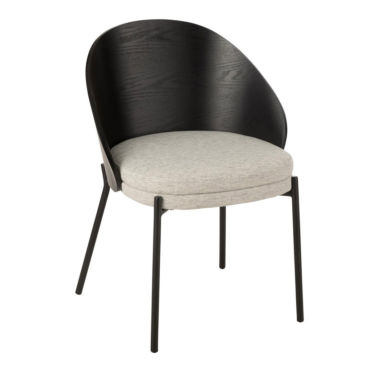Chaise design Lone 74cm confortable avec dossier pour bar noir et gris