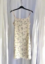 Ladies Lemon Chiffon Floral Slip Summer Dress Size S 8 SHEIN