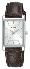 Lorus Rectangular Quartz (22mm) White Sunray Dial / Brown Leather RG289VX9 Watch