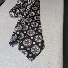 Vintage Burberrys of london tie Silk Tie Geometric Navy Circle And Paisley