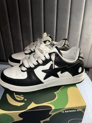 A Bathing Ape BAPE STA Men's Low Top Lace Up Sneakers Black/White