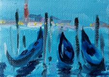 ACEO ORIGINAL oil painting  - Venice  - 2.5x3.5 in artist MK