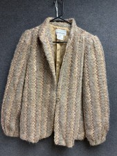 Vtg 70s Streetwear Womens 14 Lambswool Blend Pastel Striped Blazer Jacket USA