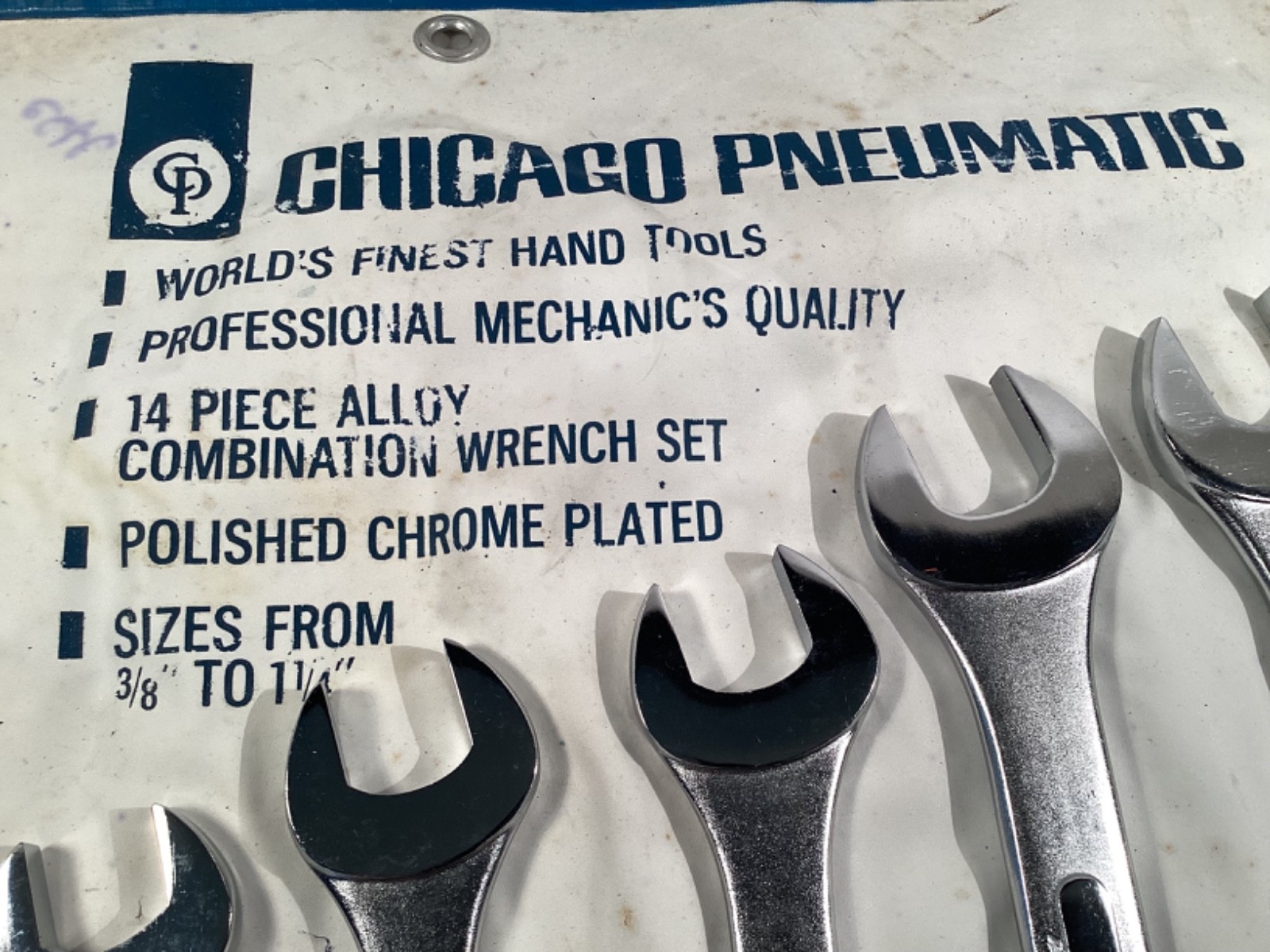 Vtg Chicago Pneumatic NOS Combination Wrench Set 14 Pc Professional Tools Chrome
