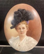 RARE SIGNED CAROLYN D TYLER  AMERICAN ARTIST HAND PAINTED KPM PORCELAIN PLAQUE