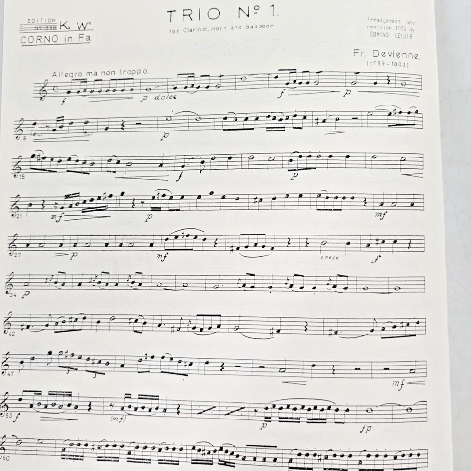 Francois Devienne Trío No.1 Partituras Clarinete Cuerno Francés Fagot Foto 4 de 4
