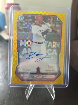 2026 Bowman Isaiah Jackson Chrome 1st Bowman Auto Yellow X-Fractor /75