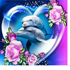 Kunstvolle verspielte Delphine 5D Diamond Painting Set ohne Bilderrahmen 20x20cm