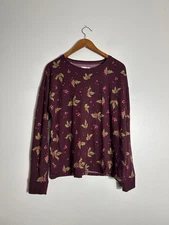 LC LAUREN CONRAD Women’s Holiday Holly Soft Pajama Top Sweater Large