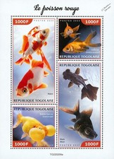 GOLDFISH Fish Fresh Water / Freshwater Fishes MNH 4v-Stamp Sheet #14 (2022 Togo)