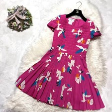 Chanel Quilted Floral Short Sleeve Dress Pink Multi Size 34 Vintage