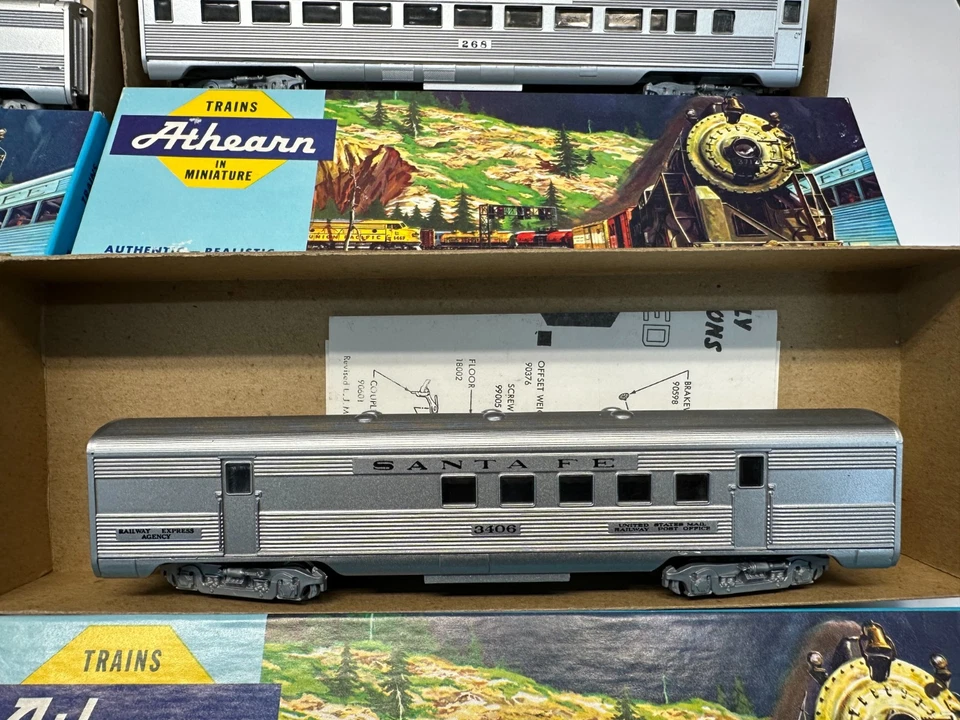 Coche de observación Athearn 5 piezas Santa Fe SL, SL RPO, SL Coach, equipaje SL, comedor HO Foto 4 de 4