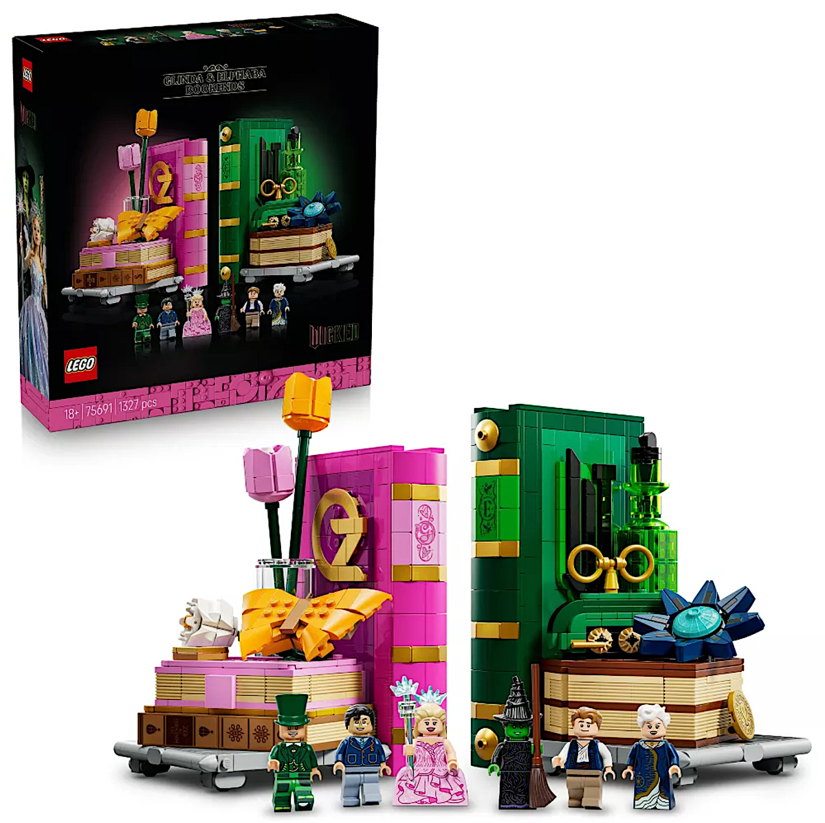 LEGO Wicked Glinda & Elphaba Bookends for Shelves Fantasy Gift