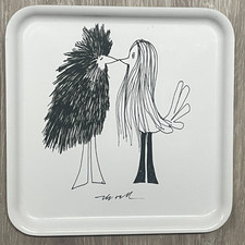 Ikea birds square 13 serving tray black white...