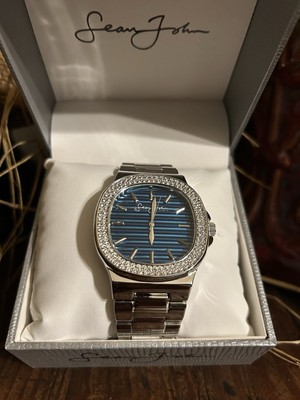 お*が様 sean john 腕時計 SEAN JOHN BLACK DIAMOND Blue Face/Silver Band WATCH | eBay