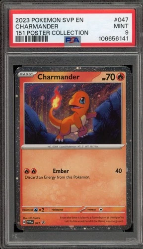 Pokemon Charmander 151 Poster Coll. Black Star Holo Promo SVP EN 047 PSA 9 Mint