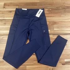 Hurley Women's M MEDIUM Raw Edge High Rise Ankle Leggings Blue Stretch HA32LG003