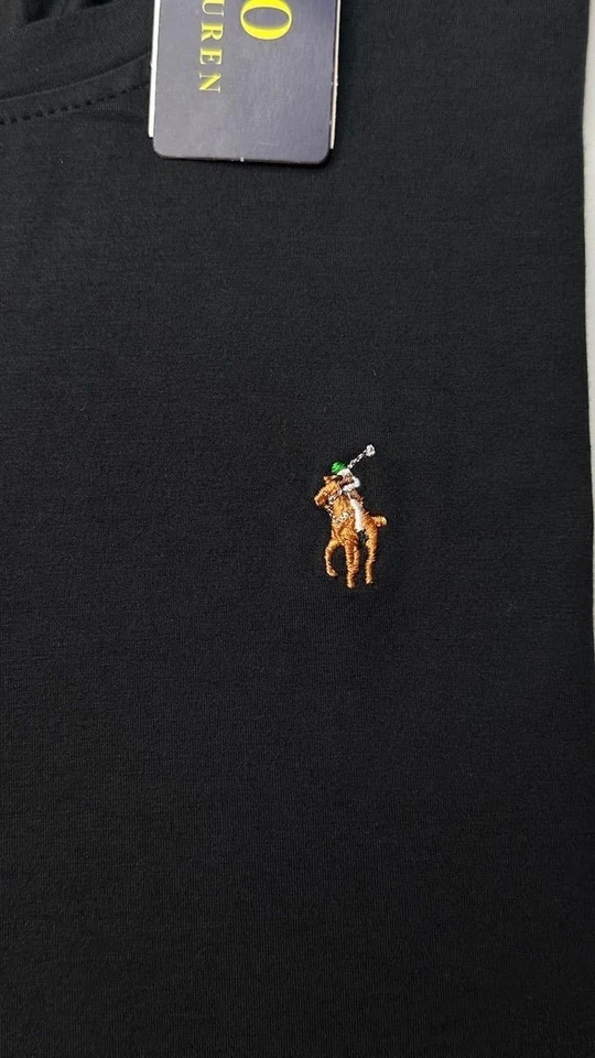 NUEVO CON ETIQUETAS Polo Ralph Lauren Hombres Manga Corta Cuello Redondo Camiseta Negra Envío Gratis Foto 4 de 4