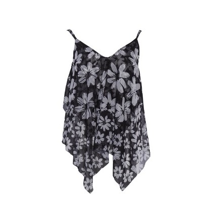 Desigual Women's Black Floral Sleeveless Top Size XL 23SWTKCS