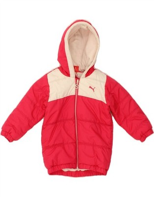 Puma Baby Mädchen wattierte Jacke mit Kapuze 18-24 Monate rot Colourblock EM03