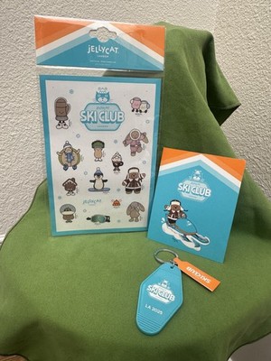 Jellycat Ski Club LA 2025 Bag + Sticker Sheet + Keychain + RARE Bart Sticker