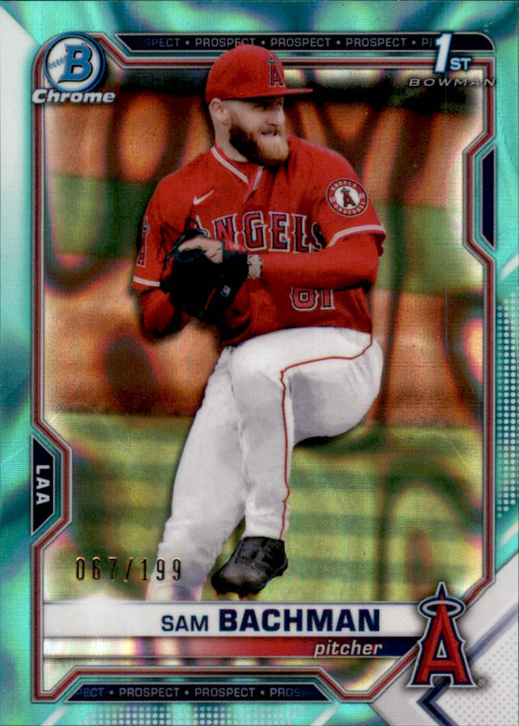 2021 Bowman Draft #BDC-196 Sam Bachman Chrome Aqua Lava Refractor #/199