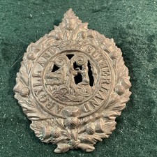 Argyll and Sutherland  Highlanders Scottish Cap Badge. White metal. HEAVY Odod27