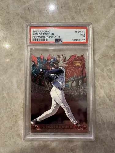 1997 Pacific Collection Ken Griffey Jr. Fireworks Die Cut Mariners #FW-11 PSA 7