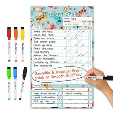 Dry Erase Chore Chart for Kids, Reusable Reward Chart, Non-Magnetic Kids Chor...
