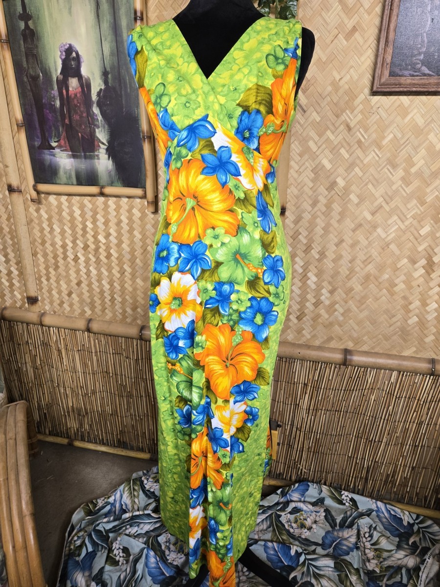 Vintage Hawaiian Togs Barkcloth Aloha Maxi Dress w1273 | eBay