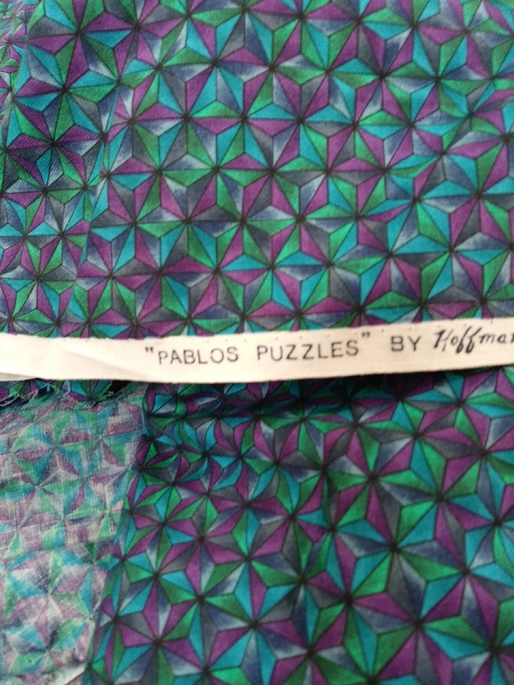 Hoffman Fabric Pablos Puzzles Kaleidoscope Star Purple Green Blue BTY X 43 in - Image 2 of 4