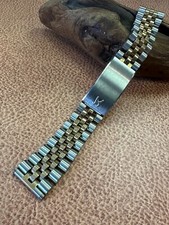 20 mm HADLEY GOLD SILVER 2-TONE STAINLESS STEEL WATCH BAND 1970's Vintage Unused