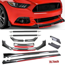 For Ford Mustang Carbon Fiber Look Red Front Lip Chin Bumper Side Skirt For Ford Mustang Carbon Fiber Look Red Front Lip Chin Bumper Side Skirt