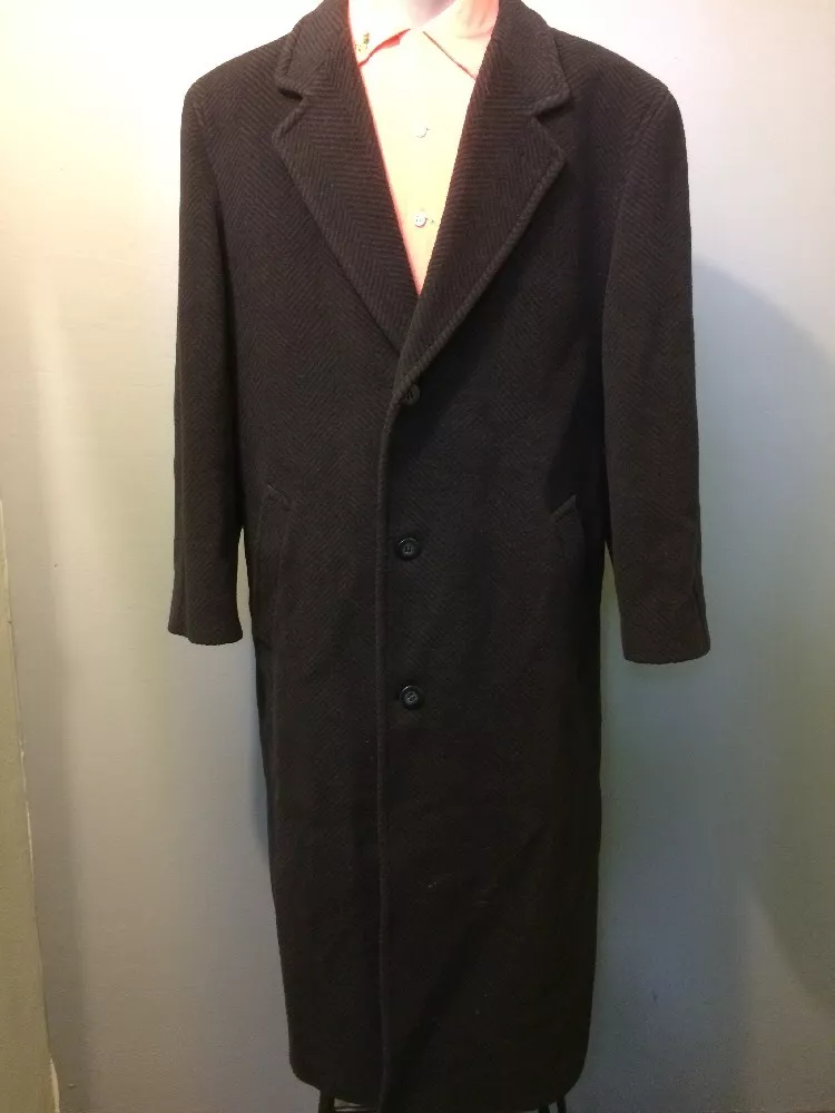 Italian Wool Overcoat Mens 42 Top Coat Jacket Winter Long Trench Lanificio  Italy