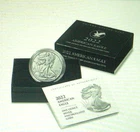 2022 W American Eagle One Ounce Silver Uncirculated Burnished Coin BOX COA 22EG