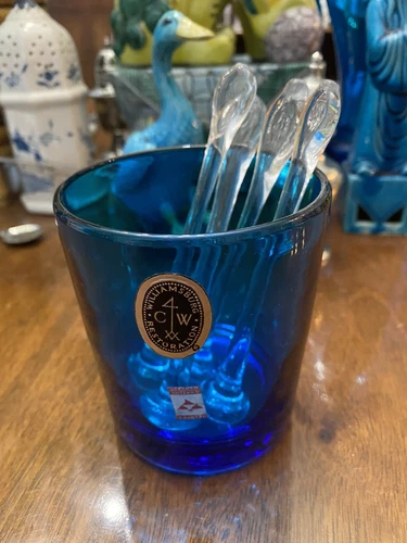 1 Blenko CW4 Colonial Williamsburg Reproduction Mouth Blown Glass Muddler Clear