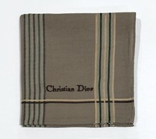 Handkerchief Man Christian Dior Plain Striped Brown GrayPocket Square Cotton 18