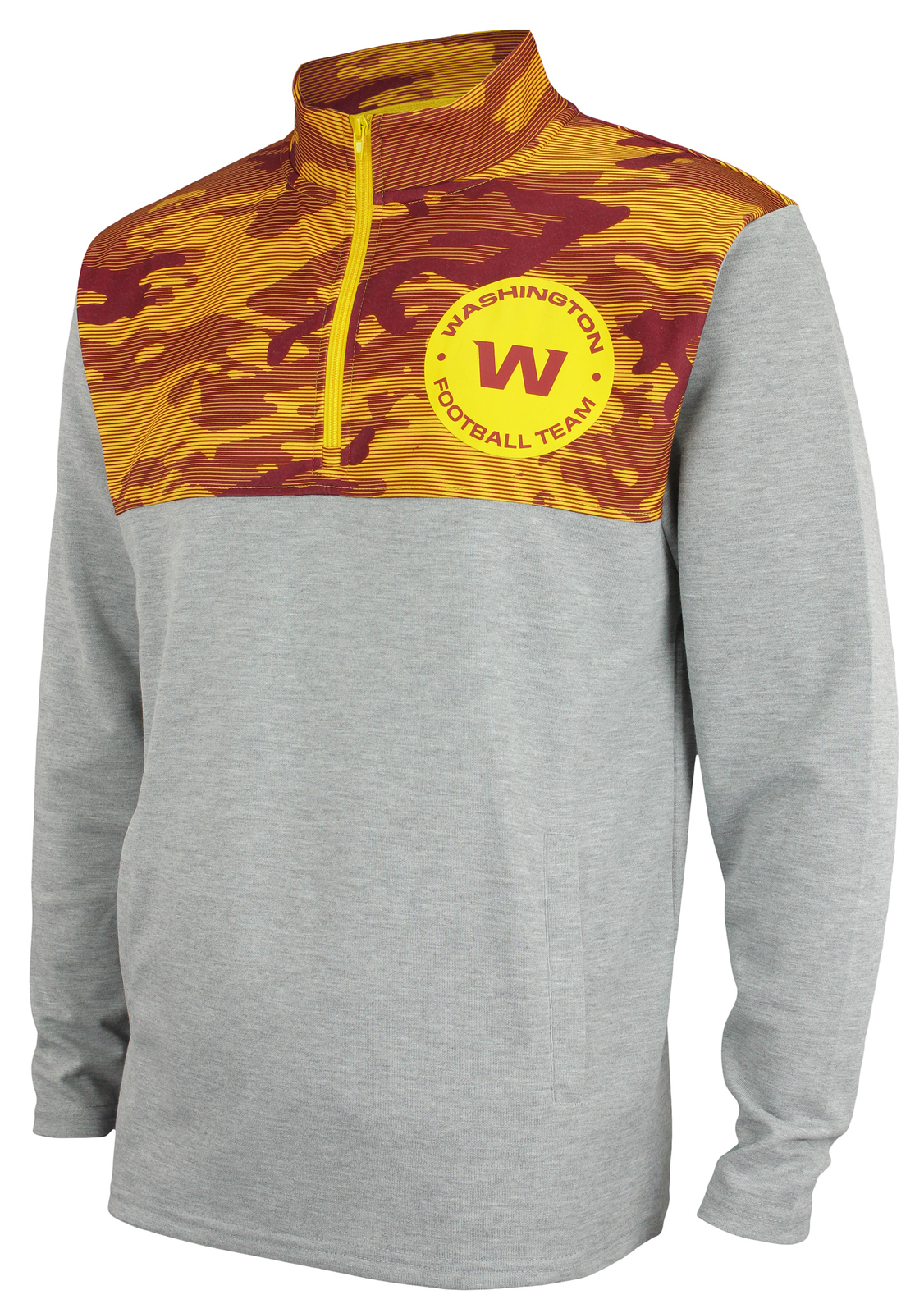 Флисовый пуловер Zubaz NFL для мужской футбольной команды Вашингтон на молнии 1/4 с камуфляжными линиями