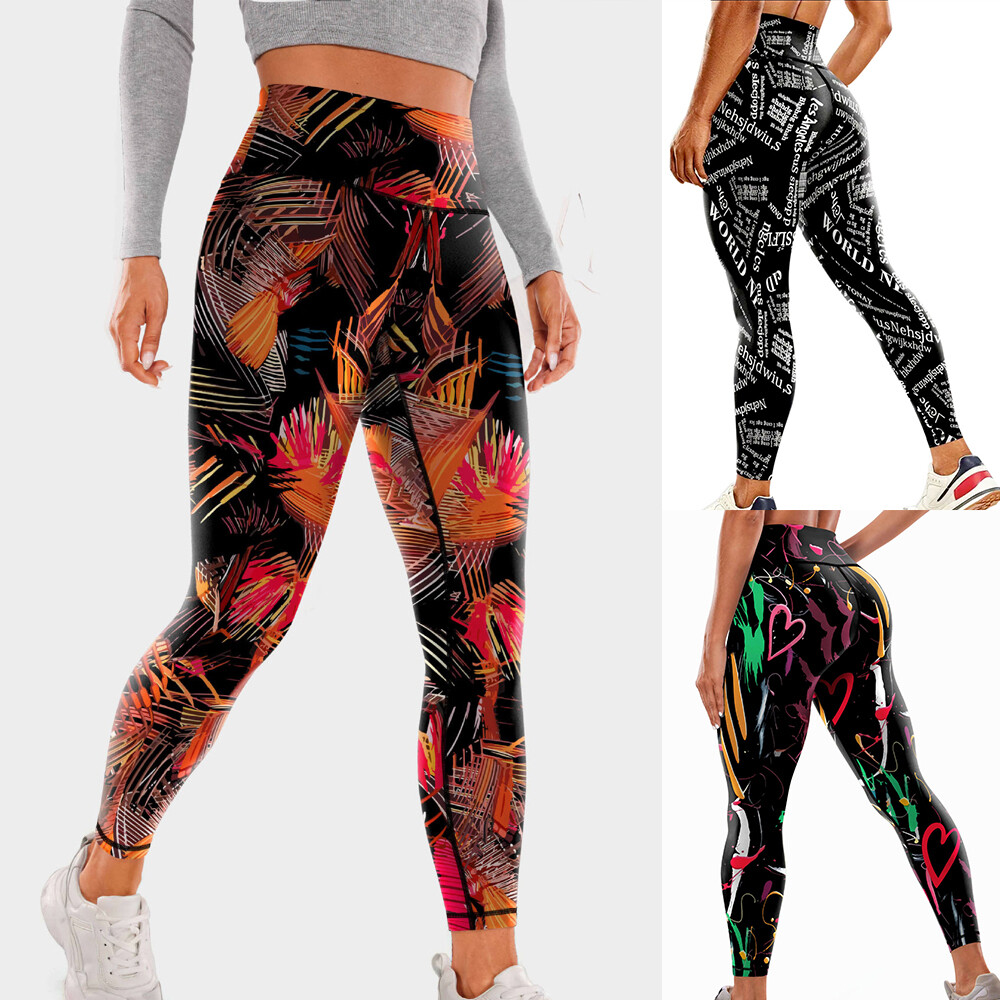 Sports Pants Yoga Pants Running Pants Leggings Gym Pants Tummy Control Printed-image