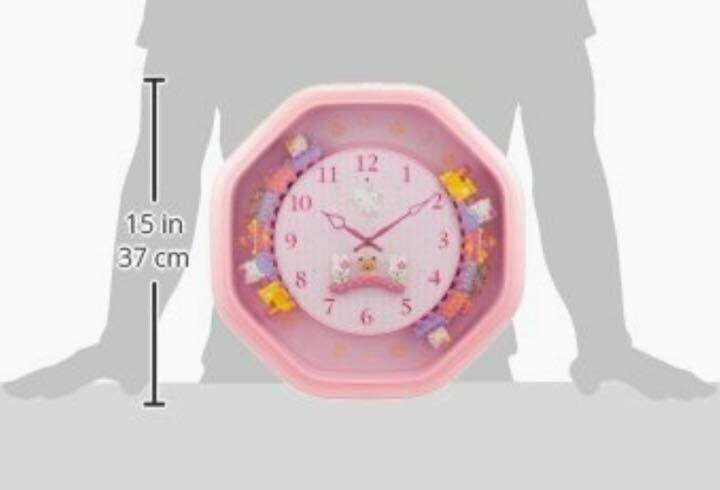 USED] Sanrio Rhythm Clock Hello Kitty M766 Wall Clock Pink Japan