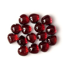 Red Garnet Cabochon 5X5 mm Heart Shape Natural Untreated Loose Gemstone 15 Piece