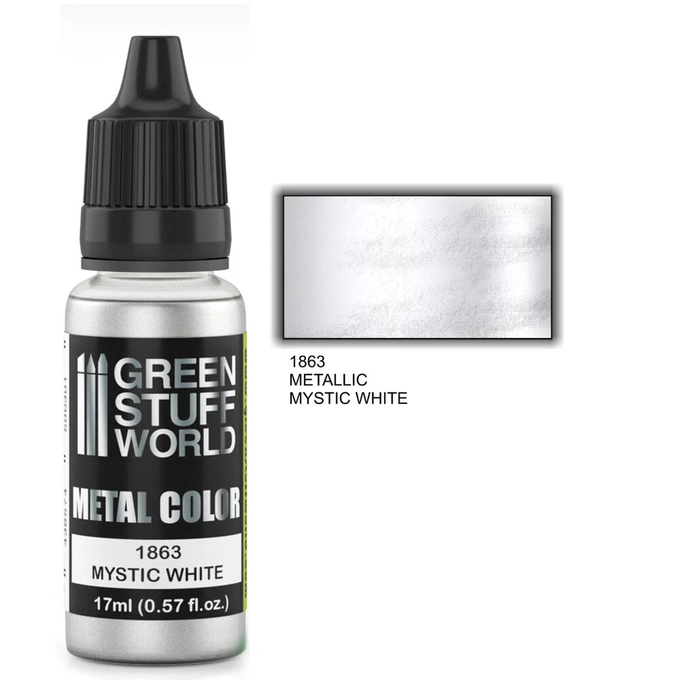 GREEN STUFF WORLD Pintura Metalica - MYSTIC WHITE - Aerografo Pincel Metalizada Color Blanco