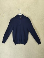 Club Room Men Sweater Medium Blue 100 Cotton 1/4 Zip Up Knit Casual Pullover