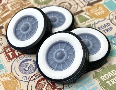 1:24 Scale Cadillac Resto-mod Wheels Resin Model Kit - With Bullet Caps & Whitewall Tires 4 thumbnail image