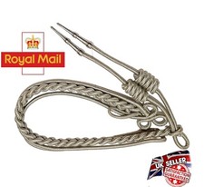 Aiguillette Moon guard Silver Silky with  Silver tags Bands Army Aiguillette.